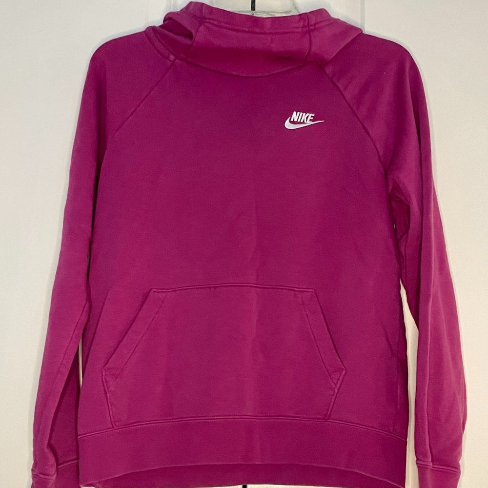 Nike Women's Funnel-Neck Hooded/Hoodie Pullover Sweatshirt (XS, Pink/Magenta)